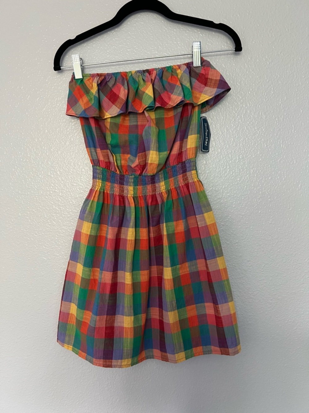 Forever 21 Multicolor Madras Plaid Strapless Dress